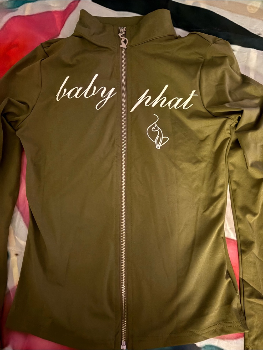 Baby Phat Women Olive Green Zip-Front Jacket